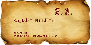 Rajkó Milán névjegykártya