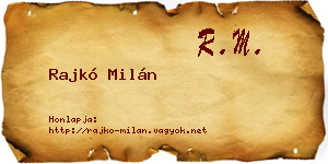 Rajkó Milán névjegykártya